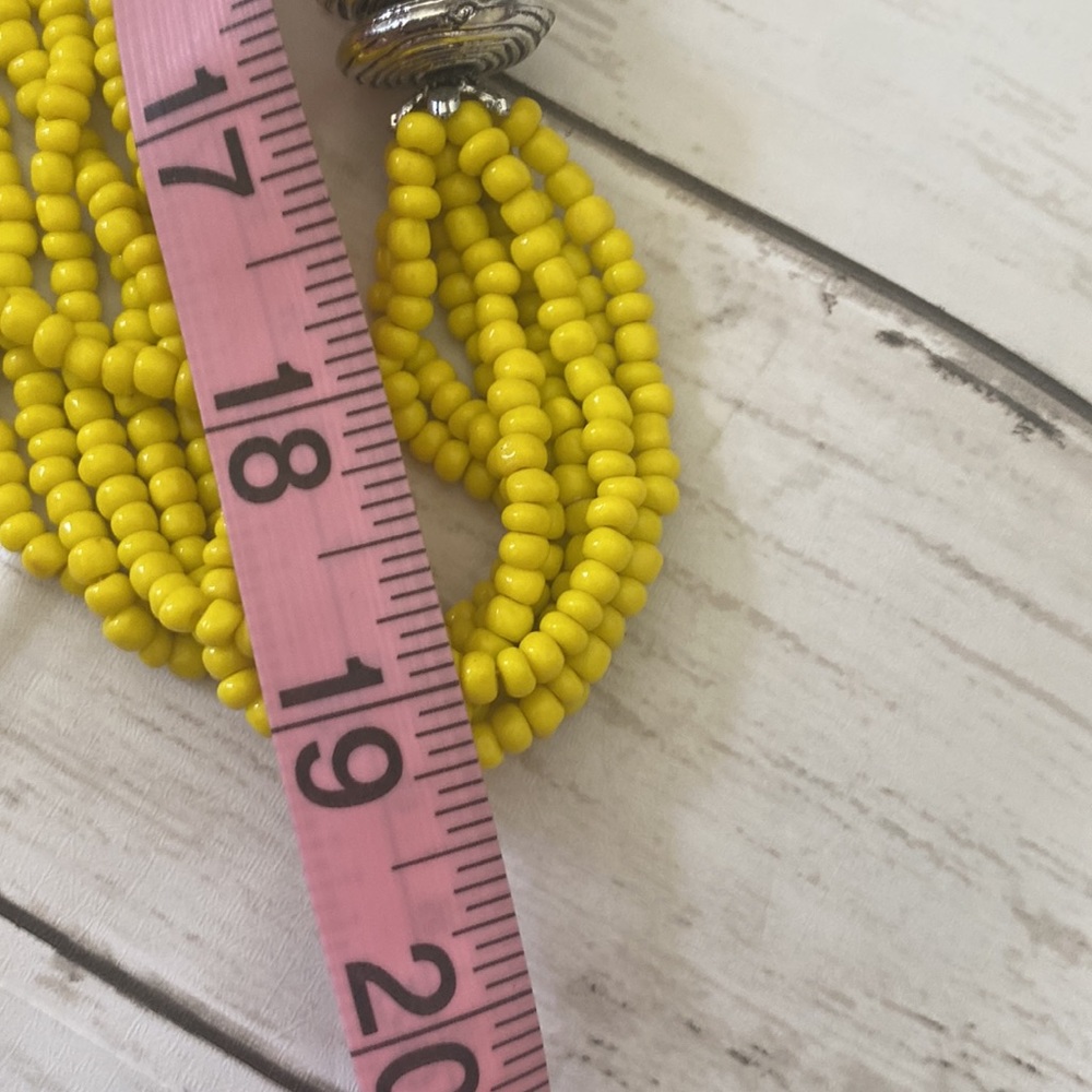 Yellow And Gray Beaded Long Statement Necklace - image 4
